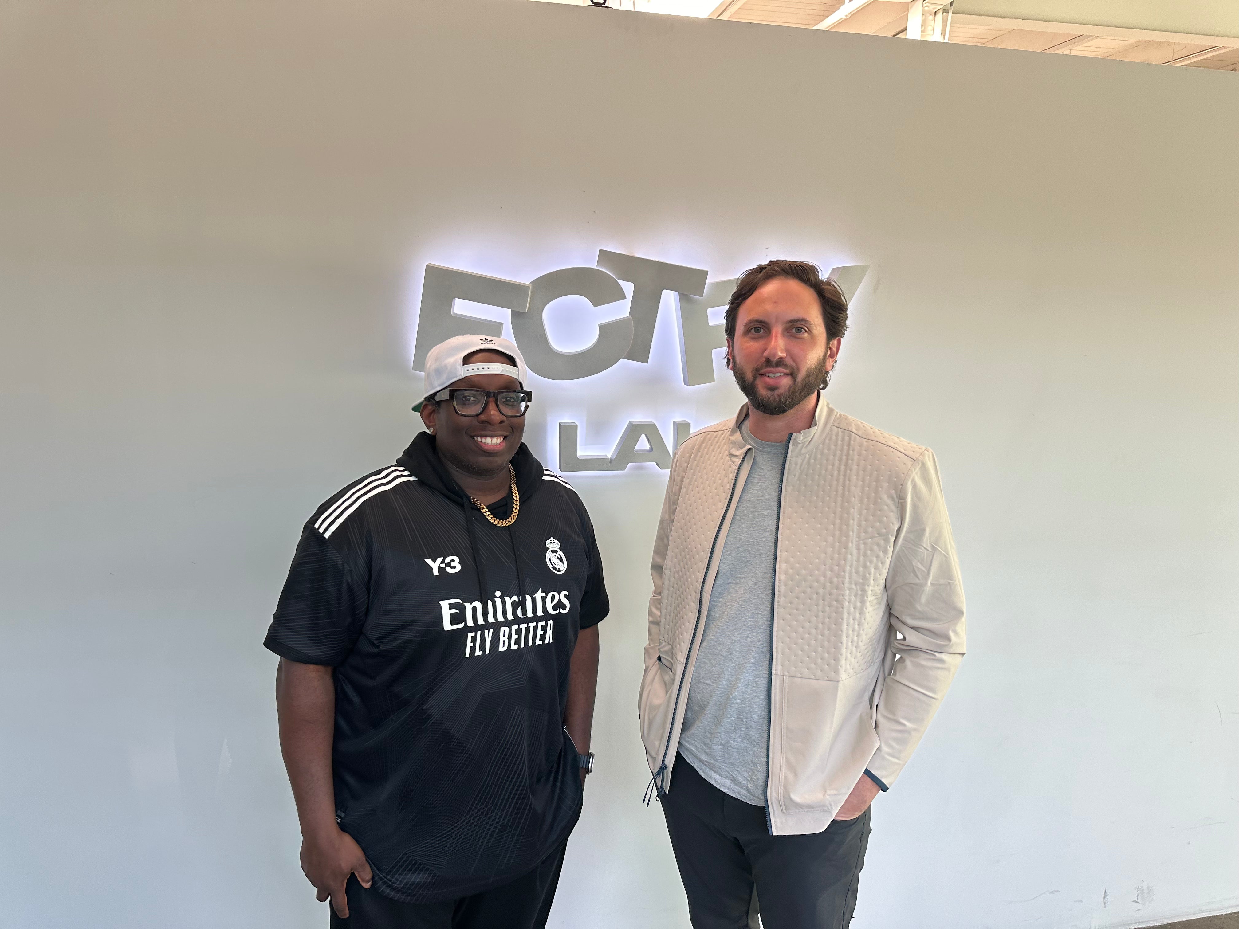 A photo of Omar Bailey, co-founder of FCTRY LAb, and Justin Dignelli, co-founder of FHADE Golf.